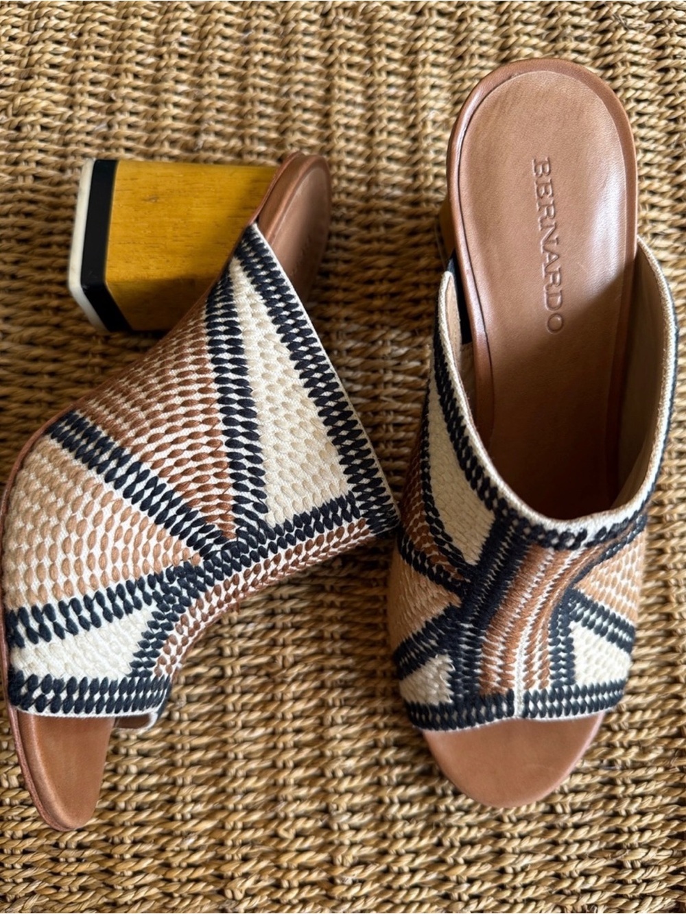 Anthropologie Bernardo Nala Woven Heeled Mules